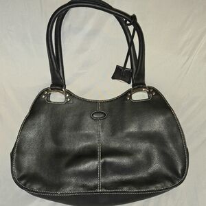 Elegant Black Leather Like Shoulder Bag 90's Vintage 15"wide Hobo EUC Purse